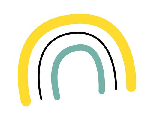 Cartoon hand drawn rainbow element flat icon