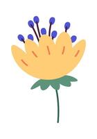 Summer flower flat icon Floral decor Wildflowers Drawn vector