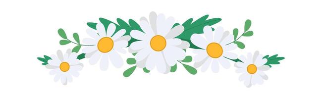 Wildflowers wreath flat icon Chamomile flowers bouquet vector