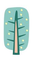 Colorful hand drawn blooming tree flat icon Flat Illustration Icon vector