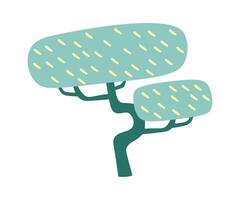 Illustration Colorful hand drawn blooming tree flat icon vector