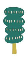 Colorful hand drawn blooming tree flat icon Drawn vector