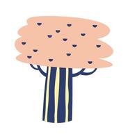 Flat Illustration Hand Drawn Icon Colorful hand drawn blooming tree flat icon vector