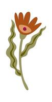 Hand drawn flower decor element flat icon Wildflowers Illustration vector