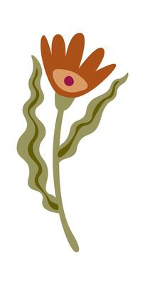 Hand drawn flower decor element flat icon Wildflowers Illustration