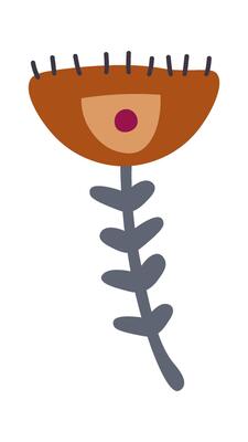 Hand drawn flower decor element flat icon Wildflowers Flat Illustration