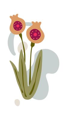 Flat Illustration Hand drawn color spots with flower decor element flat icon