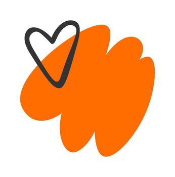 Hand drawn shape flat icon Simple red background with heart vector