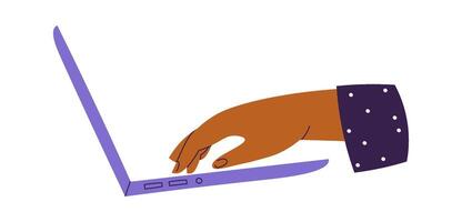 Hands working on laptop flt icon Online communication Drawn vector