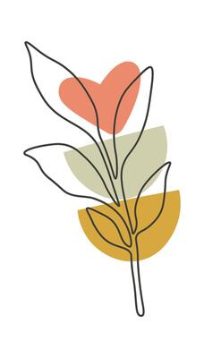 Heart plant element in boho style flat icon