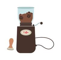 Coffee machine for grinding beans flat icon vector