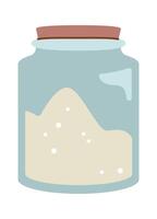 Glass jar with white sugar flat icon vector