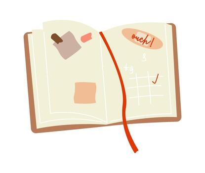 Decorative page with stickers flat icon Diary and notebook Illustration vector
