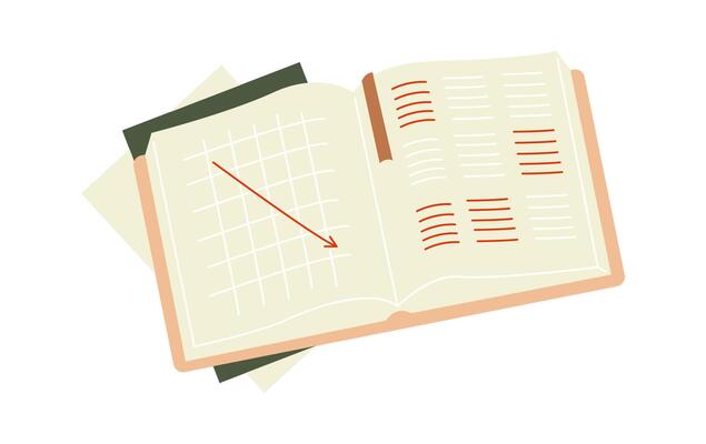 Decorative page with stickers flat icon Diary and notebook Flat Illustration