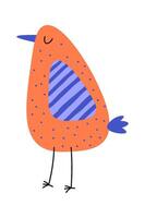 Flat Illustration Icon Cute hand drawn abstract bird with colorful ornament flat icon vector