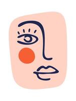 Hand drawn abstract girly face doodle flat icon Illustration vector