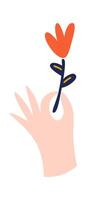 Hand drawn abstract hand with flower flat icon vector