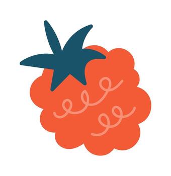 Hand drawn raspberry doodle element flat icon vector