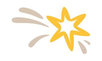 Hand drawn simple shooting star flat icon Illustration vector