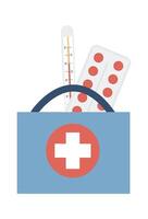 First aid bag flat icon Medicines and thermometer Health care Flat Illustration vector