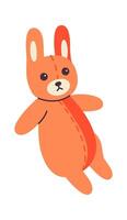 Cute teddy rabbit accessory for school bag flat icon vector