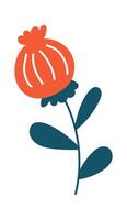 Hand drawn abstract wildflower flat icon Spring floral design Icon vector