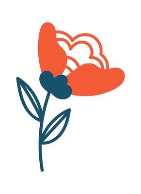 Hand drawn abstract wildflower flat icon Spring floral design Drawn
