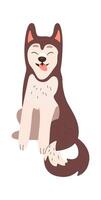 Cute husky puppy flat icon Playful pet vector
