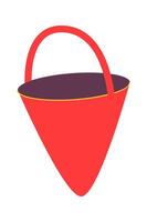 Stainless red steel cone basket for firefighter flat icon vector