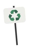 Signboard with recycle symbol flat icon vector