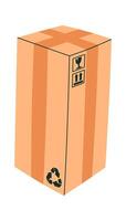 Cartoon cardboard box flat icon vector