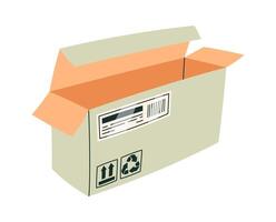 Cartoon cardboard box flat icon Recycled paper box vector
