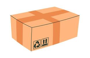 Cartoon cardboard box flat icon Flat Illustration Icon vector