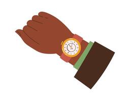 Hand with wrist watch flat icon vector