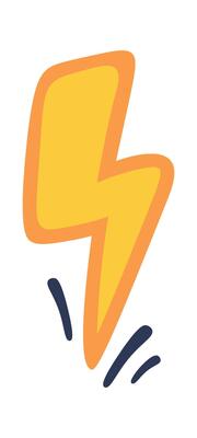 Hand drawn lightning cartoon expression sign doodle flat icon