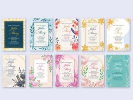 Floral wedding invitation card designs vector