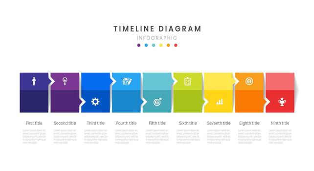 cronograma negocio infografía fluir diagrama modelo con 9 9 hitos elementos, presentación. vector