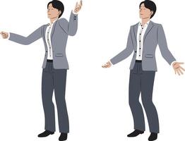 Happy Businessman Character in Joyful and Relaxed Poses. vector