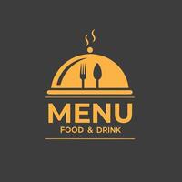 Restaurant menu design with cloche and utensils vector