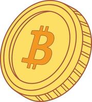 Golden bitcoin coin with b symbol illustration vector