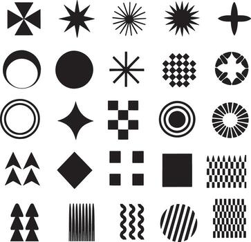 Collection of abstract geometric shapes and patterns vector