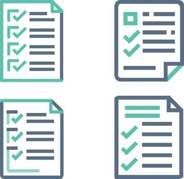 Lista de Verificación íconos representando Tareas y Progreso vector