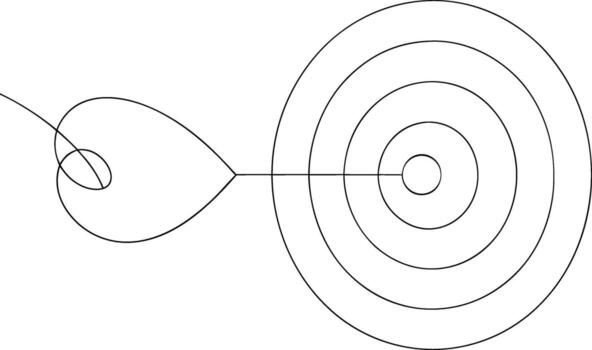 Simple line drawing of a leaf and a concentric circle pattern vector
