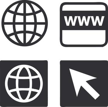 Collection of four internet and web related icons vector