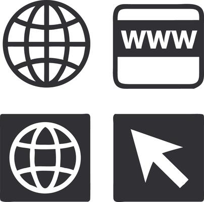 Collection of four internet and web related icons