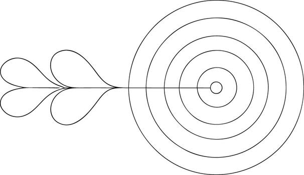 flecha con corazón emplumado puntería a un circular objetivo laberinto vector