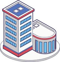 Modern isometric office buildings on a circular platform vector