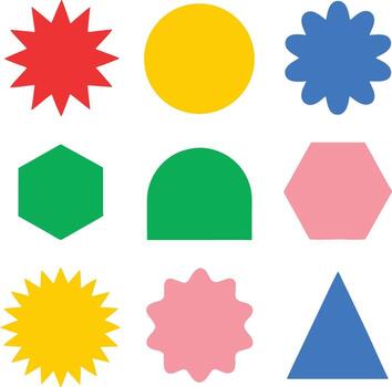 colección de vistoso geométrico y resumen formas en un blanco antecedentes vector