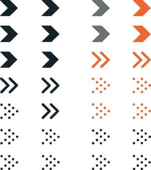 colección de varios flecha íconos en diferente estilos y colores vector