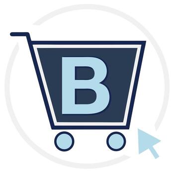 Shopping Cart Icon with Letter B and Cursor for Ecommerce Branding and Online Store Design vector